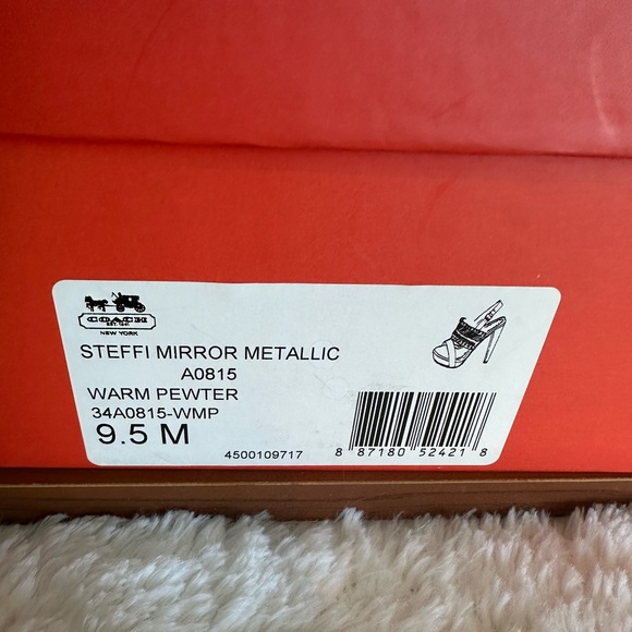 COACH! New, never worn pewter, heeled dress strap, sandals. Women’s size US 9.5. - Picture 2 of 6